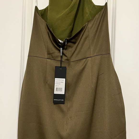 NWT Elliott Camo Asymmetric Satin Cocktail Dress - Picture 5 of 8